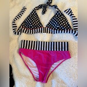 Adorable pink and black bikini
